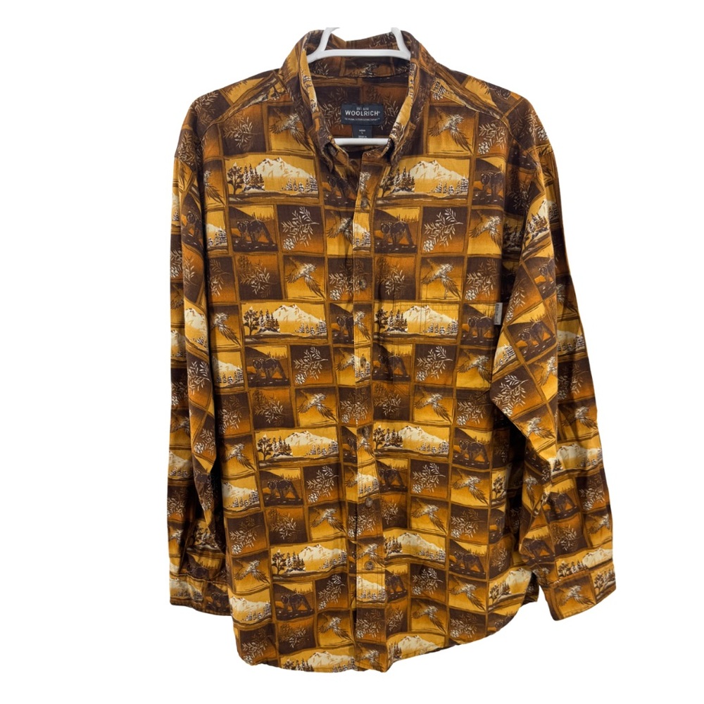Woolrich Men's Brown hunting wilderness Casual Button Down Shirt long sleeve L